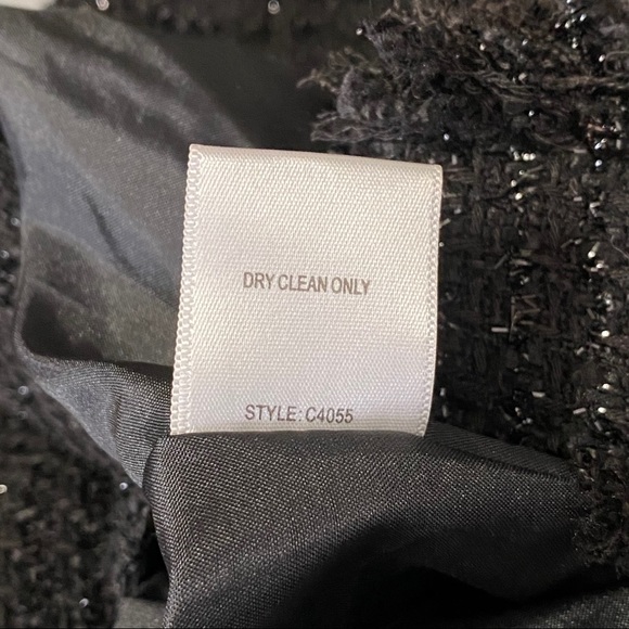 CC Couture Black Tweed Blazer Sequin Fringe Sz XL - Picture 5 of 5